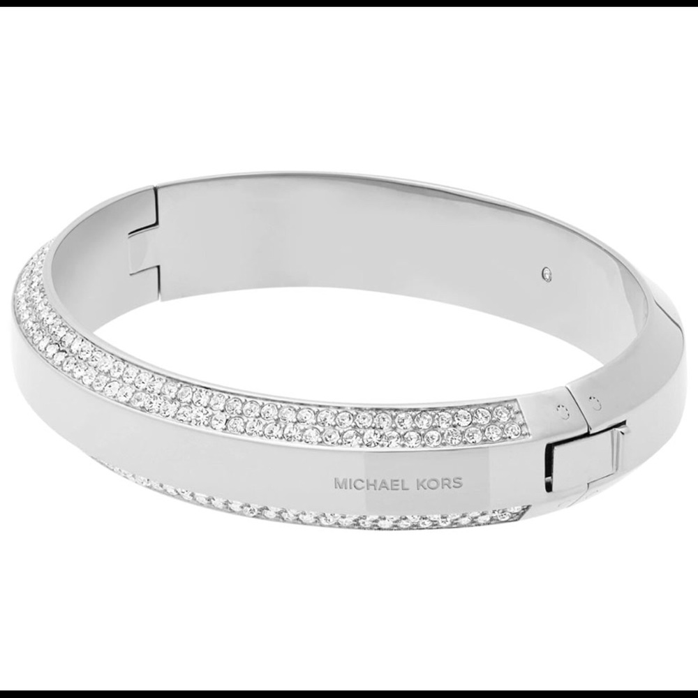 💎 Michael Kors Silver Crystal Bangle Bracelet
